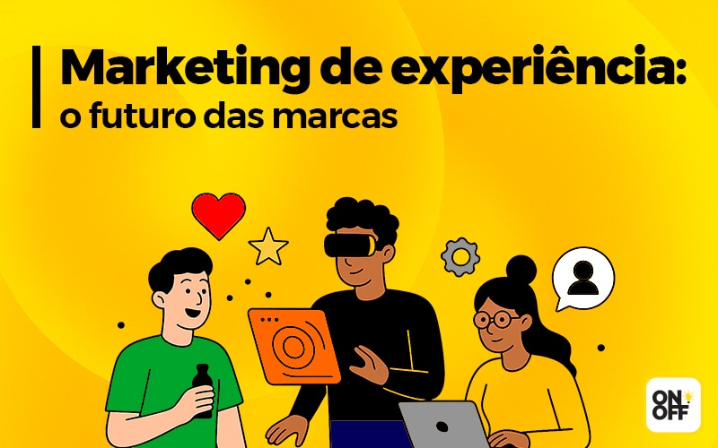 alt="Conceito visual de marketing de experiência com consumidores engajados em ambiente digital"